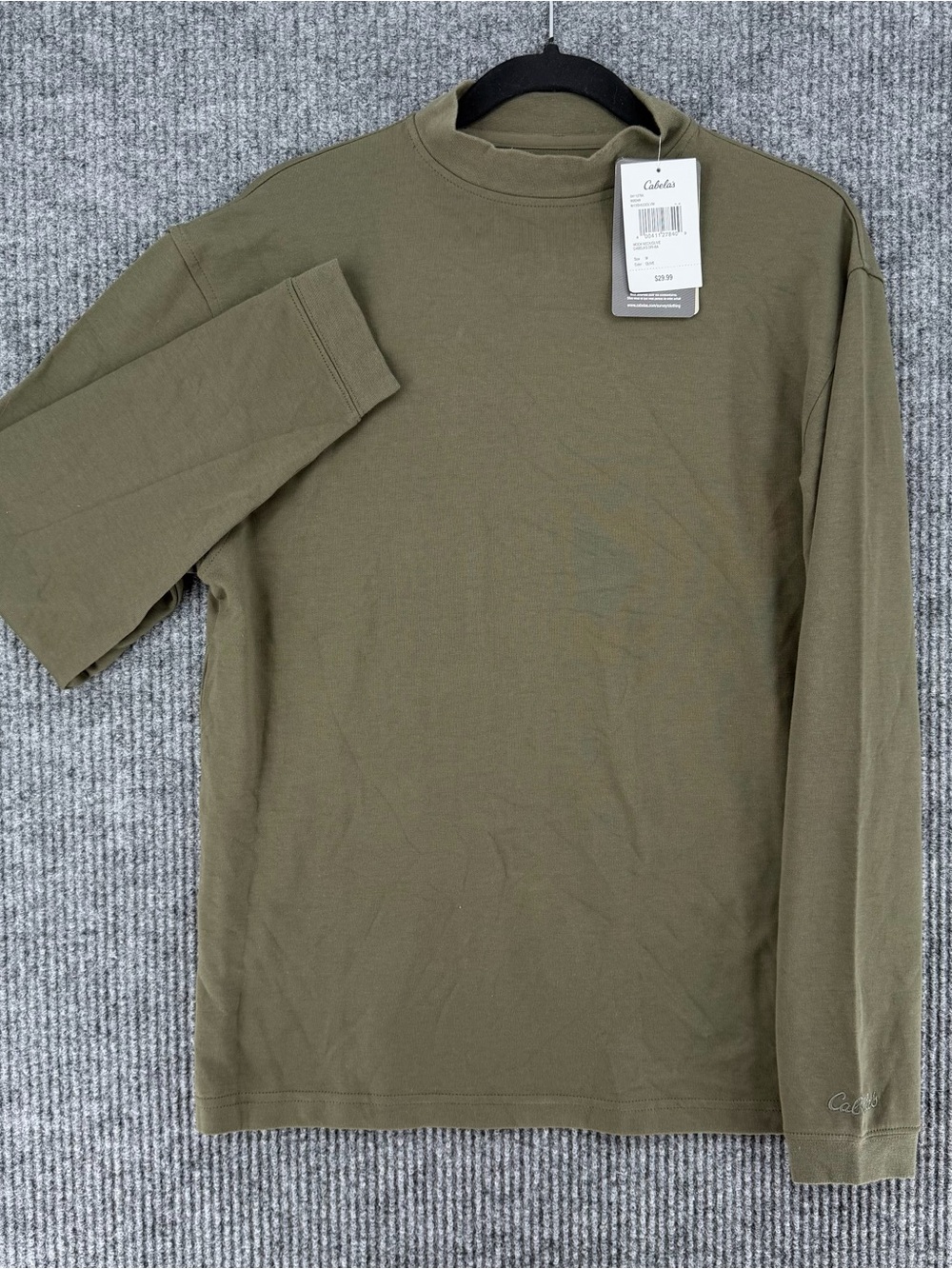 Cabela's long sleeve mock neck green hunting shirt layering Mens Medium New Tags